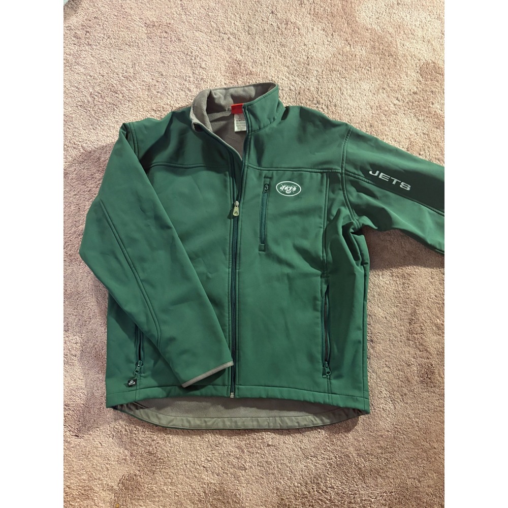 NFL New York Jets Mens Green Softshell Fleece Lined Full Zip Jacket Large